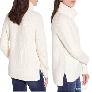 Madewell Mercer Turtleneck cozy knit Sweater Ivory off-white wool AF521 S